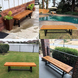 PHI VILLA 63" Outdoor Acacia Wood Bench, Oil Finished, Teak, 2 Pack