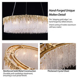 kvtinmty D23.6 Round Crystal Chandelier, Modern Gold Crystal Chandeliers for Dining Room, 10-Light Height Adjustable Chandelier for Living Room Bedroom Entryway Kitchen Island