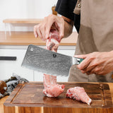 WILDMOK Meat Cleaver, 6.5 inch Heavy Duty Razor Sharp Kitchen Butcher Knife, Forged Damascus Steel, Resin Handle with gift box