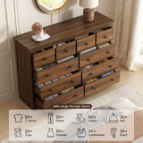 LYNSOM Modern 10 Drawer Dresser, 55.1" Wide Dressers & Chests of Drawers with Large Capacity Storage, Wood Mid Century Storage Dressers Organizer for Bedroom, Entryway, Brown