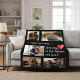 Nxchptr1 Personalized Blanket with Photos Text, Custom Throws Blanket with Picture, Customize for Husband, Wife, Mom, Dad, Girlfriend, Boyfriend, Birthday Christmas Fathers Mothers Valentines Gift