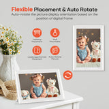 Frameo 10.1" Digital Picture Frame, Smart WiFi Digital Photo Frame with 1280x800 HD IPS Touch Screen 32GB Memory Auto-Rotate Wall Mounted, Share Photos/Videos from Phone Anywhere(White)