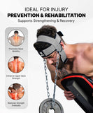 DMoose Fitness Neck Harness for Weight Lifting - Soft Padded Head & Chin Strap with 30" Heavy Duty Steel Chain - Neck Exerciser, Trainer & Strengthener to Support Injury Recovery (Grey)