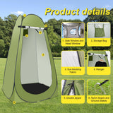 Portable Camping Bathroom Shower Tent Kit, Outdoor Pop Up Privacy Changing Tent with 5 Gallon Shower Bag-(Nozzle Upgraded) (Green)