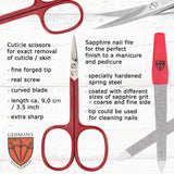 3 Swords Germany - brand quality 5 piece manicure pedicure grooming kit set for professional finger & toe nail care tweezers file clipper genuine leather case in gift box, Made by 3 Swords (03898)