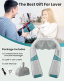 Snailax Cordless Neck Massager with Heat, Shiatsu Neck Back Massager for Pain Relief Deep Tissue, Rechargeable 4D Knead Shoulder Massager Pillow, with Portable Carry Bag, Gifts for Mom, Dad