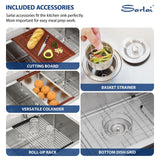 Sarlai Drop In Kitchen Sink - 33x22 Drop In Kitchen Sink Ledge Workstation 16 Gauge Stainless Steel Topmount Deep Single Bowl Over Counter Sinks Basin Round Corners