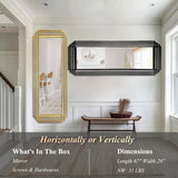 DAOYIJIAJU Full Length Mirror with Geometric Metal Frame, 67"x26" Art Deco Wall Mirror, Large Rectangle Accent Mirrors for Entryway Hallway Living Room Cloakroom, Horizontal or Vertical Hanging