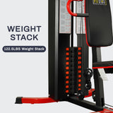 Fitvids Multifunctional Home Gym Equipment with 122.5 lbs Weight Stack, Full Body Workout Weight Machine Strength Training Exercise Equipment with Pulley System & Leg Press, All-in-One Workout Station