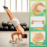 MIUONO Parallettes Push Up Bar, Oak Wood Calisthenics Equipment for Home Gym with Non-Slip Base, Handstand Trainer Push Up Handles