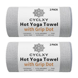 CYCLXY 2 Pack Hot Yoga Towel with Grip Dot，Stickyfiber Yoga Mat Towels Non Slip for Hot Yoga,Absorbent Microfiber Sweat Anti-Slip Cover,Bikram,Pilates,Exercise,Fitness CYCLXY