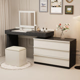47-70" Extendable Makeup Vanity with Mirror & Drawers, Black Beige