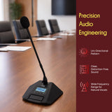 Pyle 8 Channel UHF Wireless Conference Microphone System with 8 Gooseneck Mics, 300 Ft Range, Selectable Frequencies & Rack Mount Receiver for Meetings, Presentations & Events