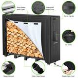 GARDENWORK 6FT Firewood Rack Outdoor with Cover,Heavy Duty Fire Wood Storage Racks Outdoor with 600D Oxford Fabric Cover,Adjustable Firewood Holder Indoor with Firewood Bag