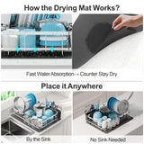 GSlife Large Capacity Expandable Dish Drying Rack with Absorbent Mat, 2-Piece Stainless Steel Dish Drainer Set for Counter with Removable Over Sink Rack, Family Size 15" W x 16.5"-21.5" L, Silver