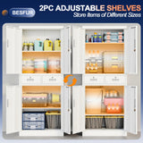 Metal Garage Storage Cabinet with Two Drawers Locking Doors and 2 Adjustable Shelves