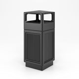 Safco Canmeleon Outdoor-Indoor Recessed Panel Trash Can with Ash Urn 9478BL, Black, Decorative Fluted Panels, 15 Gallon Capacity