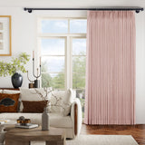 Macochico 150”Wx96”L Pinch Pleated Sliding Door Curtains with Hooks and Tieback, Natural Linen Drapes for Patio Doors Living Room Bedroom Home Office Divider with Tieback, Coral, 1 Panel