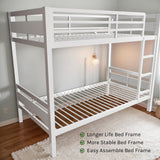 nesture. Bunk Bed Twin Over Twin, Heavy Duty Metal Bunkbeds with Ladder and Full-Length Guardrail, Space-Saving Steel Bed for Kids & Adults, No Box Spring Required, White