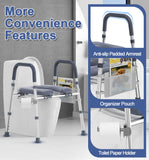 Toilet Seat with Handles & Padded Seat, Adjustable Height & Width HOMLAND