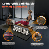 WENOKER Water Rowing Machines for Home Use, Professional Rower Machine with Smart Electronic Knob,Wooden Row Machine with LCD Monitor & Comfortable Seat, Bluetooth App Compatible for Home Gym 400 LBS