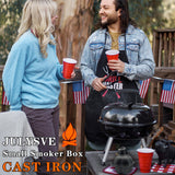 JULYSVE Small Cast Iron Smoker Box & Garlic Roaster Garlic Presses, Pre-Seasoned Wood Chip Smoker Box for Gas/Pellet/Charcoal Grills, Cast-Iron Garlic Baker