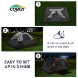 COBIZI 8-10 Person Camping Tent, 12x9FT Spacious Family Tents for Camping Ideal for Camping, Hiking, 3500mm Waterproof Double-Layer Windproof Tent for Hiking & Backpacking, Dark Blue