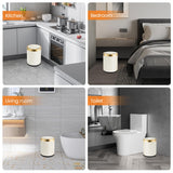 Pukomc Bathroom Trash Can with Lid，3.5 Gallon Motion Sensor Waterproof Touchless Garbage Can, Smart Plastic Trash Bins Suitable, Beige