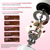 Portable Electric Coffee Grinder, Rechargeable Handheld Grinder with Stainless Steel Conical Burr, Adjustable Grind Settings, for Espresso, Moka, Pour Over, French Press, Cold Brew, Azure