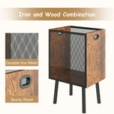 Office Garbage Can, Iron and Wood Office Trash Can with Legs, 4.5 Gallon Rectangular Design Wastebasket with Handle, Industrial Style Trash Can for Bathroom, Laundry Room, Kitchen, Office, Dorm