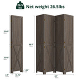 4 Panel Folding Room Divider, Solid Wood Privacy Screen, Freestanding Partition Wal