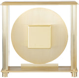 Bulova B1700 Grand Prix Table Clock | Brass MetalFinish | Glass Enclosure with Two-Tone Metal Dial | Quiet Sweep | Elegant Desktop Timepiece for Offices & Collectors
