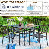 PHI VILLA 5 Pcs Outdoor Dining Set with 10ft Umbrella