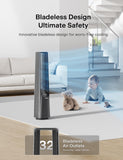 PELONIS 40" Bladeless Tower Fan with Powerful Airflow, Ultra-Quiet DC Motor (22 dB), 6 Speeds, 4 Modes, Remote Control, 7-Hour Timer, 90° Oscillation, Safe Design for Bedroom, Home, Office