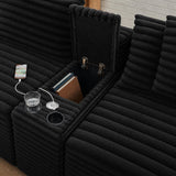 127'' Modular Boneless Couch,U Shaped Sectional Sofa for Living Room-Black
