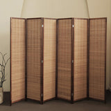 6 Panel Bamboo Room Divider - 5.6 ft Tall Folding Privacy Screen for Room Separation