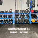 Rep Fitness Dumbbell Rack | 3-Tier Compact Holder | Fits Sets 5-50 lb | Weight Storage Stand | Rubber Hex Organizer | Free Weights Shelf | Heavy Duty Steel Frame | Gym Equipment for Home (Matte Black)