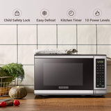Digital Microwave Oven with Turntable Push-Button Door, Child Safety Lock, 700W, Stainless Steel, 0.7 Cu.ft BLACK+DECKER