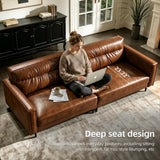 NessCarsti Morden Faux Leather Sofa, 86.6" Brown Mid Century Cloud Couch