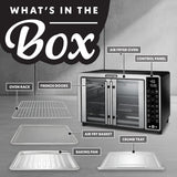 Gourmia French Door Air Fryer – 25 Qt Large Capacity Convection Oven, Fryfroce 360°, Digital Display with 17 Cooking Presets, Bake, Toast, Roast, Dehydrate, Fits 12” Pizza