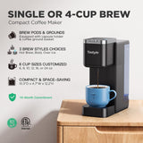 Tastyle Single Serve Coffee Maker with 30 Descaler Cleaner Tablets, Iced and Hot Coffee Machine for K Cup & Grounds, Compact Design, 40oz Removable Water Reservoir