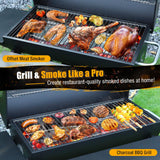 SUNLIFER Charcoal BBQ Grills Outdoor: Spacious Barrel Barbecue Grill with Side Front Table - Premium BBQ Smoker Combo for Backyard Cooking Patio Grilling Tailgating Party Camping Picnic