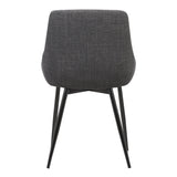 Mid Century Modern Dining Accent Side Chair for Kitchen Table Office Desk Vanity in Charcoal Fabric and Black Metal Armen Living