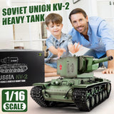 BESTYMXY RC Tanks Heng Long Russia KV-2 Heavy Tank, 1/16 2.4ghz Russian Tank Model That Shoots, Remote Control Tank Vehicles with Sound & Light for Ages 14+
