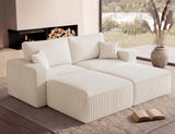 Modular Sectional Sofa Bed with Ottoman, 79" Boneless Cloud Couch, Beige