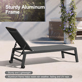 PURPLE LEAF Patio Chaise Lounge Set of 4 with Wheels, Adjustable, Grey