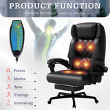 Furmax Massage Office Chair with Foot Rest 6 Points Vibration 400LBS Big and Tall Office Chair for Heavy People High Back Reclining Executive Computer Chair for Home Office Desk (Black)
