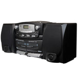 Supersonic Black Edition Vintage Bluetooth Stereo System Home Music Audio System, CD/MP3 Player, AM/FM Radio, Dual Cassette Player/Rec USB inputs, Detachable Speakers, AC/DC, (Remote Included)