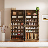 Tribesigns Tall Shoe Cabinet with Doors, 8-Tier Shoe Storage with Adjustable Shelves, Modern Shoe Organizer Shoe Rack Cabinet for Entryway, Hallway, Closet, Living Room, Rustic Brown