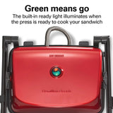 Hamilton Beach Panini Press Sandwich Maker & Electric Indoor Grill with Locking Lid, Opens Wide to Fit Any Thickness for Quesadillas, Burgers & More, Nonstick 8" x 10" Grids, Red (25462Z)